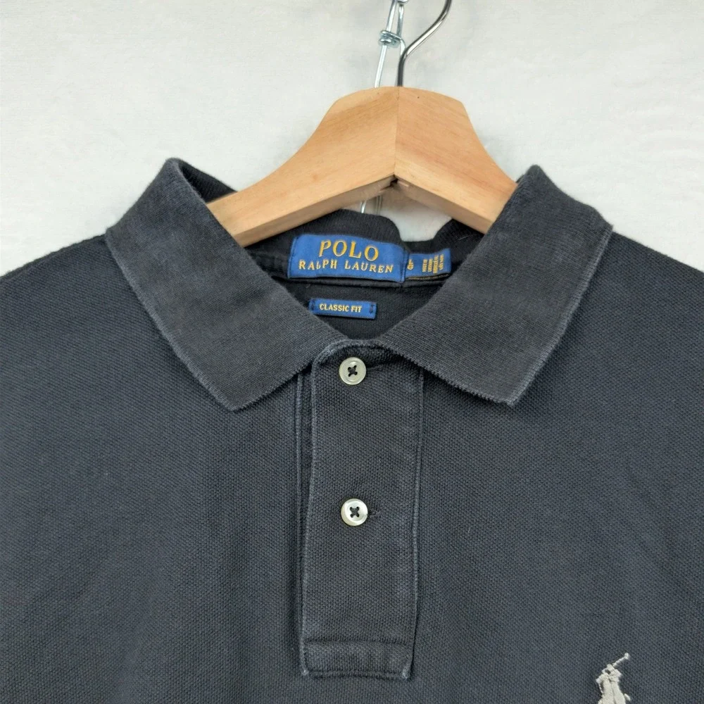 Polo Ralph Lauren Polo Shirt Men's Large Black Embroidered Pony Preppy Old Money
